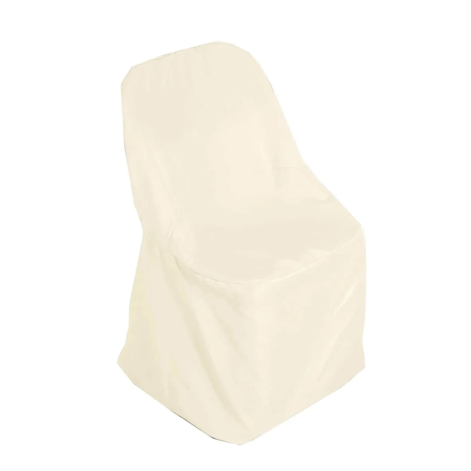 10 Pack Beige Polyester Folding Chair Covers, Reusable Stain Resistant Slip On Chair Covers