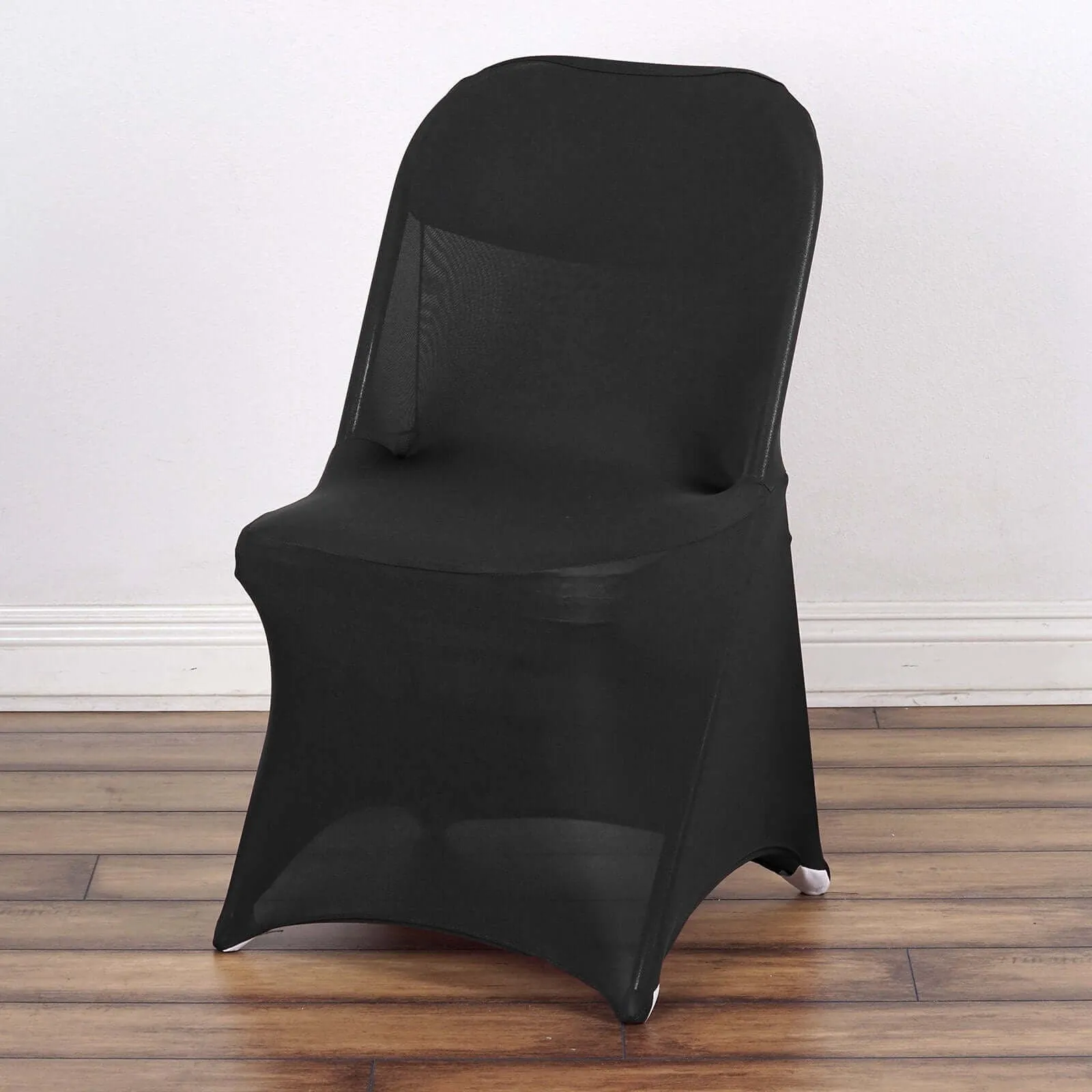 10 Pack Black Spandex Folding Slip On Chair Covers, Stretch Fitted Chair Covers - 160 GSM