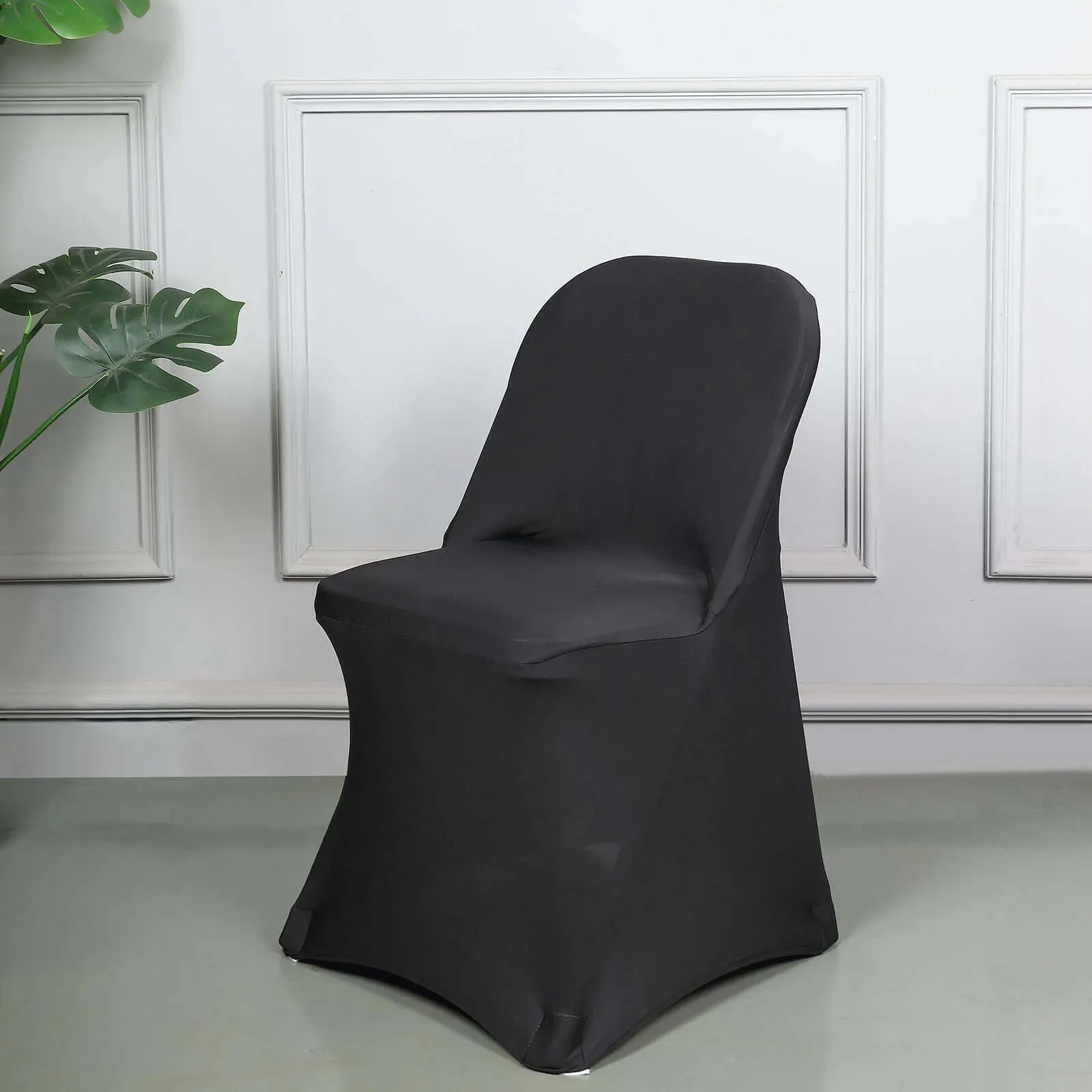 10 Pack Black Spandex Folding Slip On Chair Covers, Stretch Fitted Chair Covers - 160 GSM