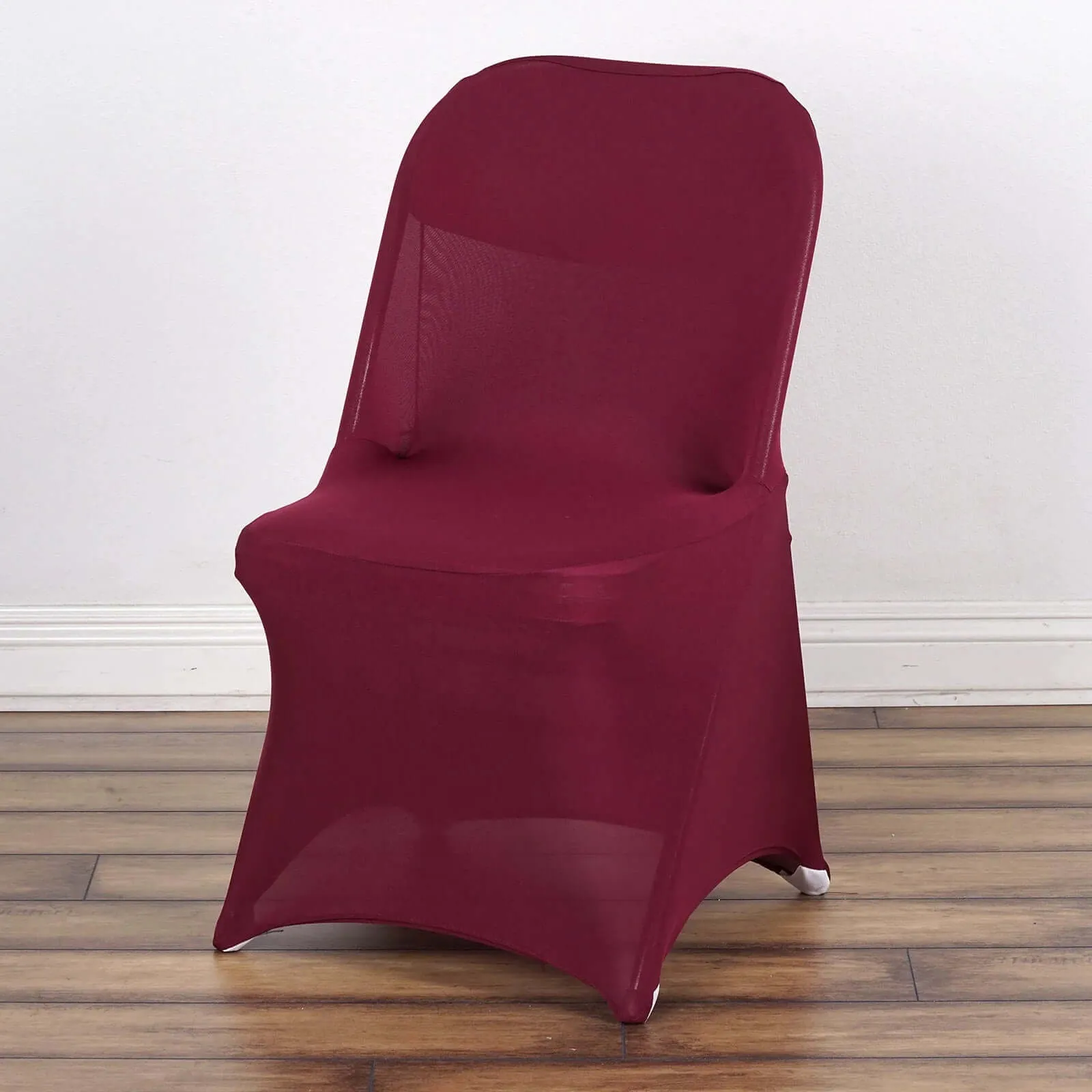 10 Pack Burgundy Spandex Folding Slip On Chair Covers, Stretch Fitted Chair Covers - 160 GSM