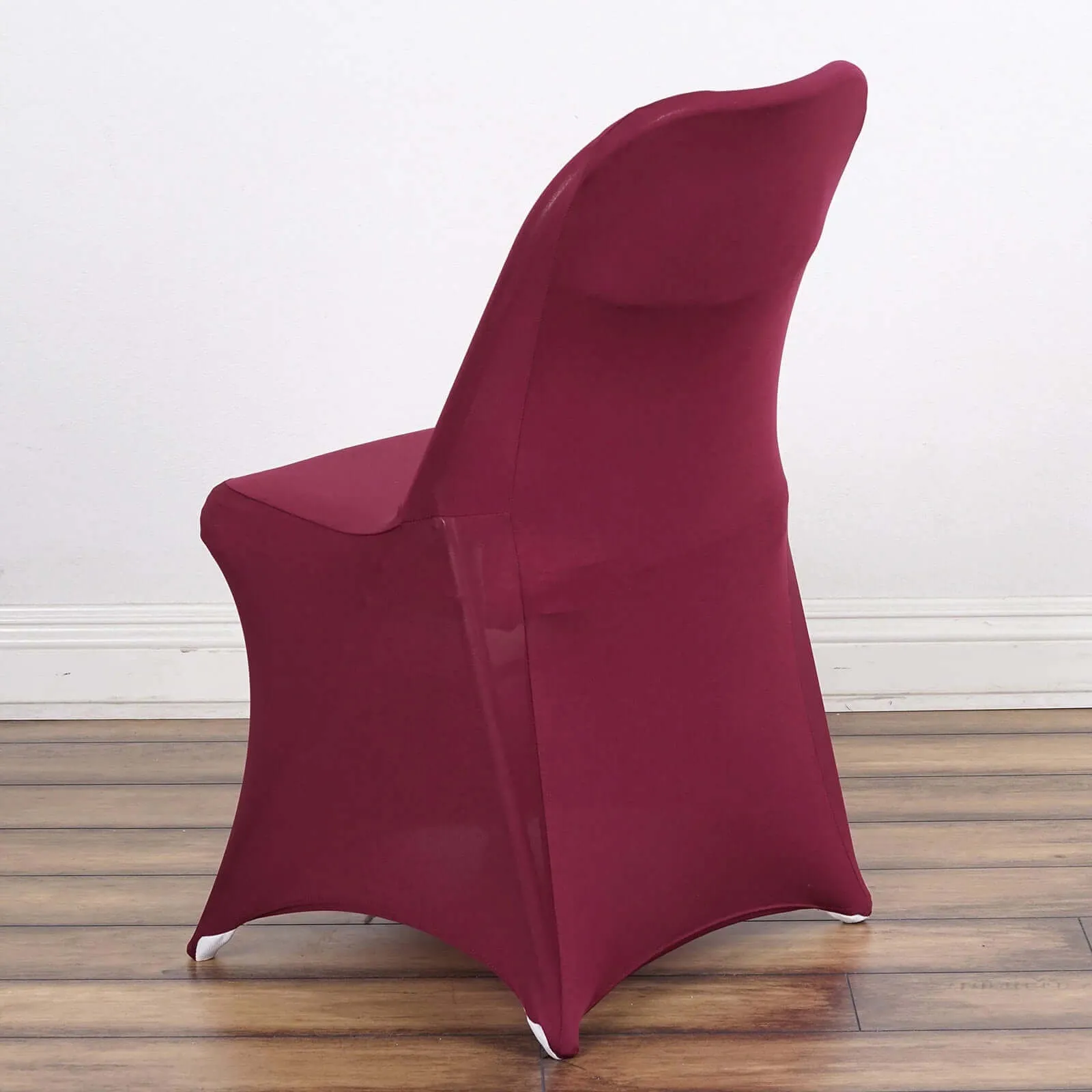 10 Pack Burgundy Spandex Folding Slip On Chair Covers, Stretch Fitted Chair Covers - 160 GSM