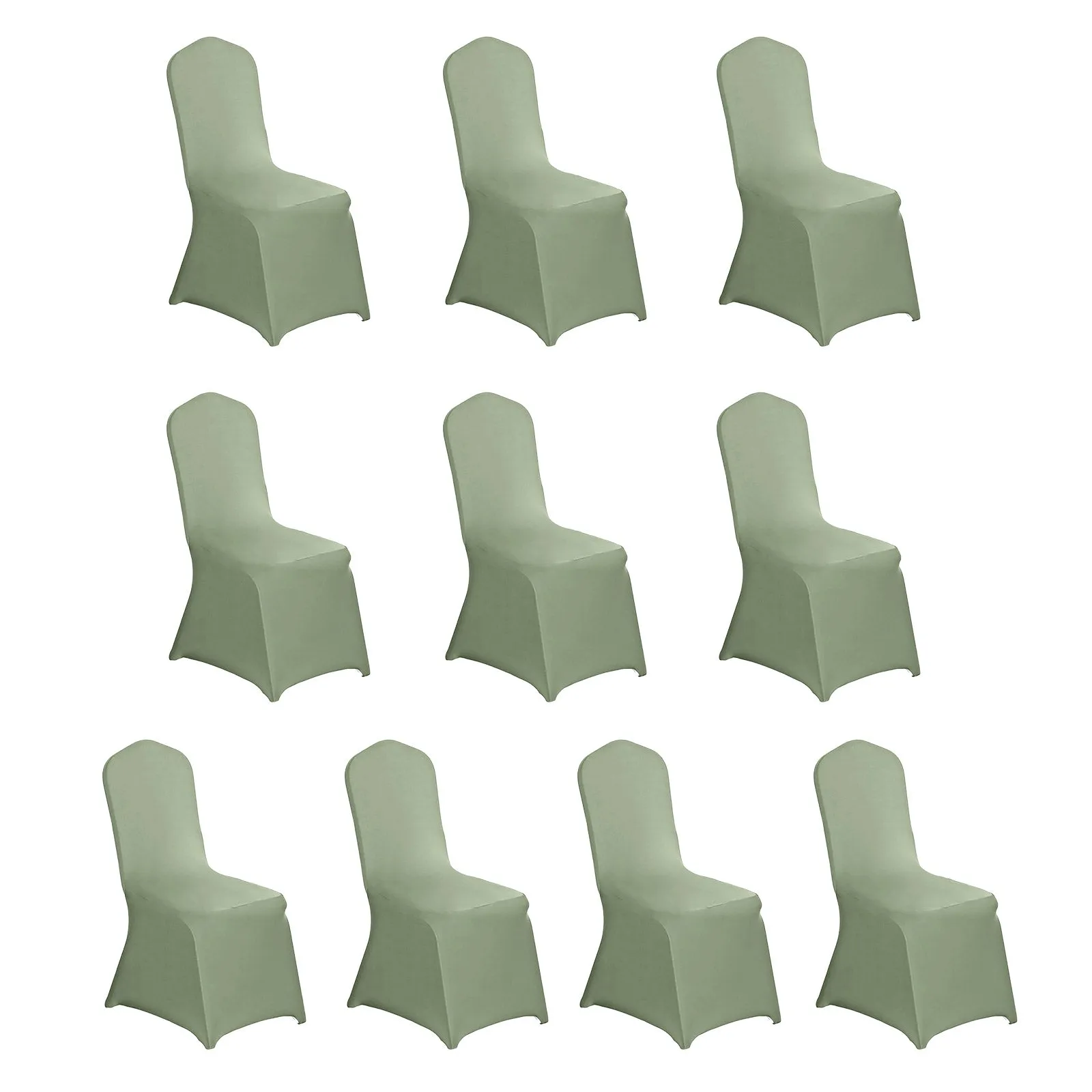 10 Pack Dusty Sage Green Spandex Fitted Banquet Chair Covers, Reusable Stretched Slip On Chair Covers