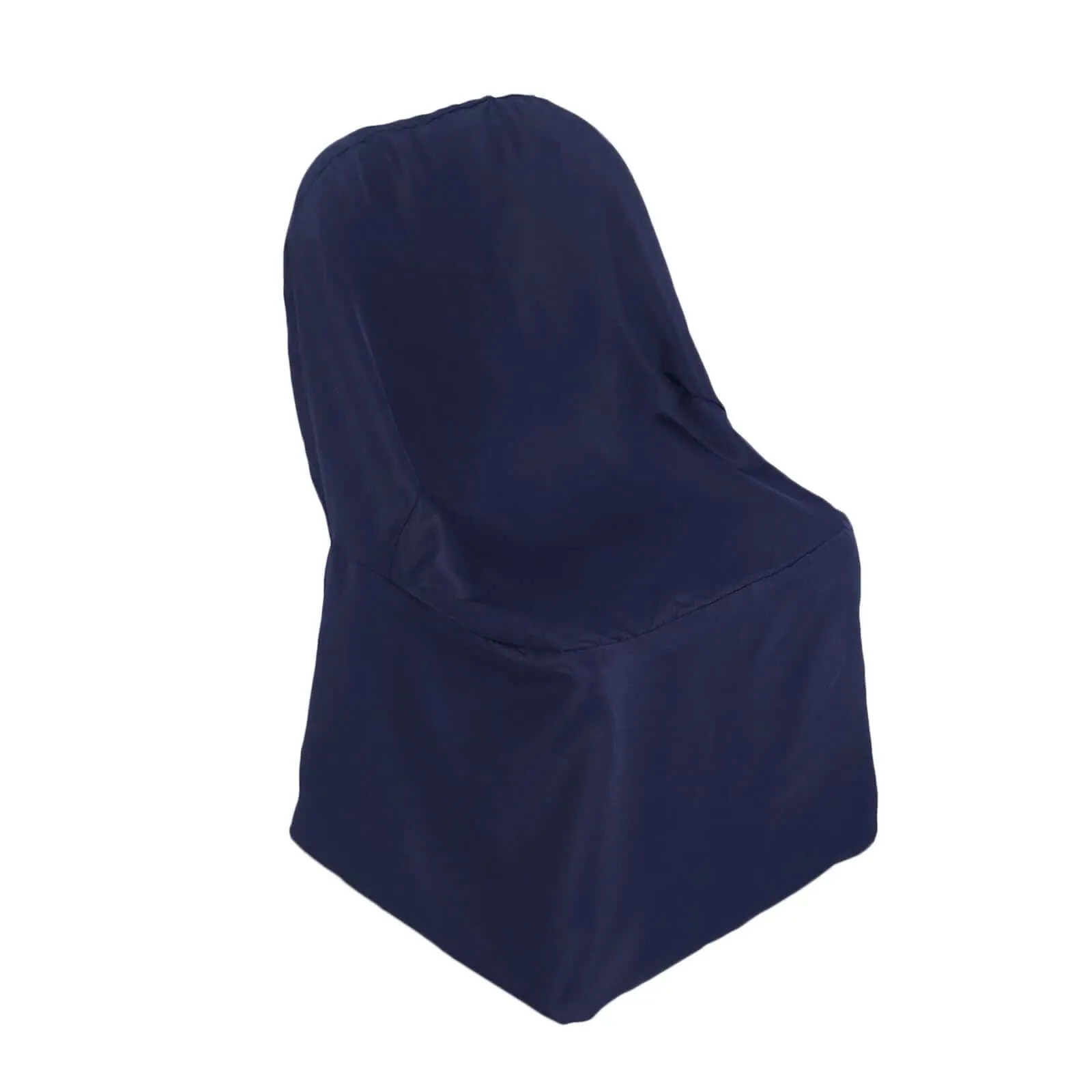 10 Pack Navy Blue Polyester Folding Chair Covers, Reusable Stain Resistant Slip On Chair Covers