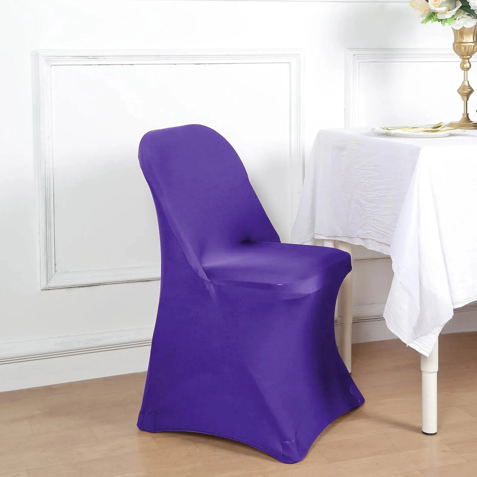 10 Pack Purple Spandex Folding Slip On Chair Covers, Stretch Fitted Chair Covers - 160 GSM