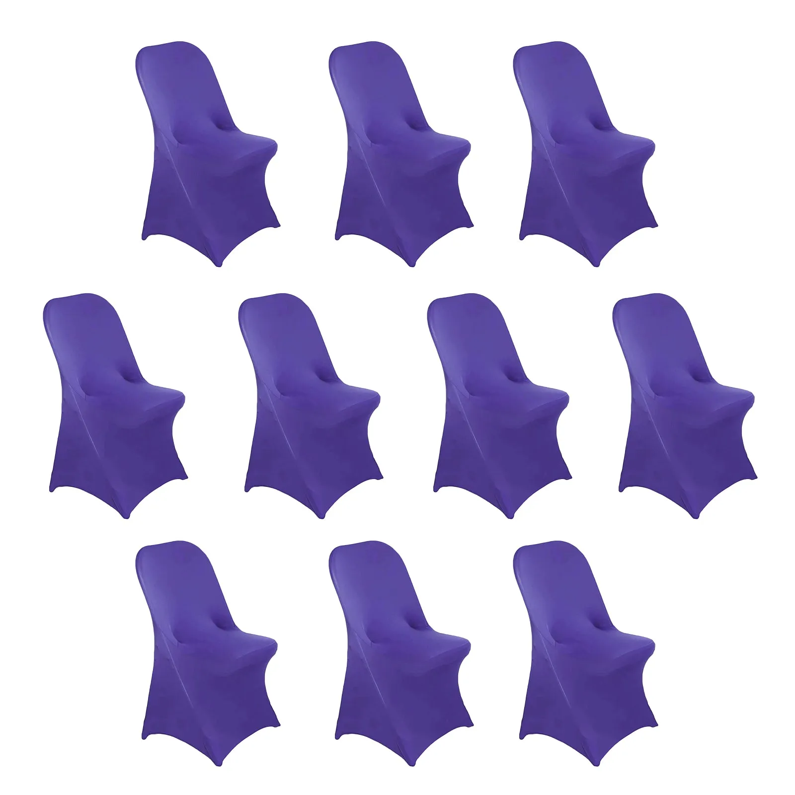 10 Pack Purple Spandex Folding Slip On Chair Covers, Stretch Fitted Chair Covers - 160 GSM