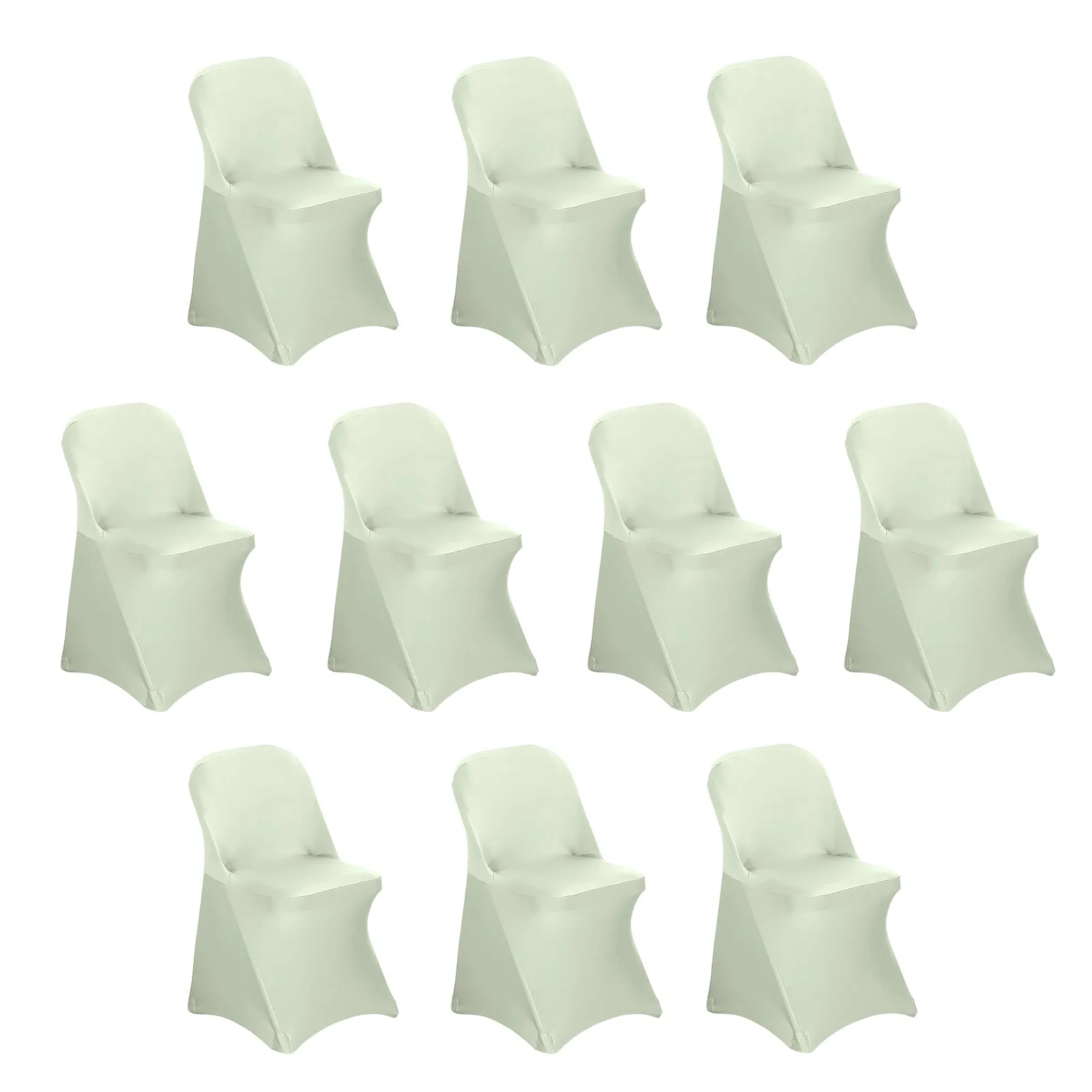 10 Pack Sage Green Spandex Folding Slip On Chair Covers, Stretch Fitted Chair Covers - 160 GSM