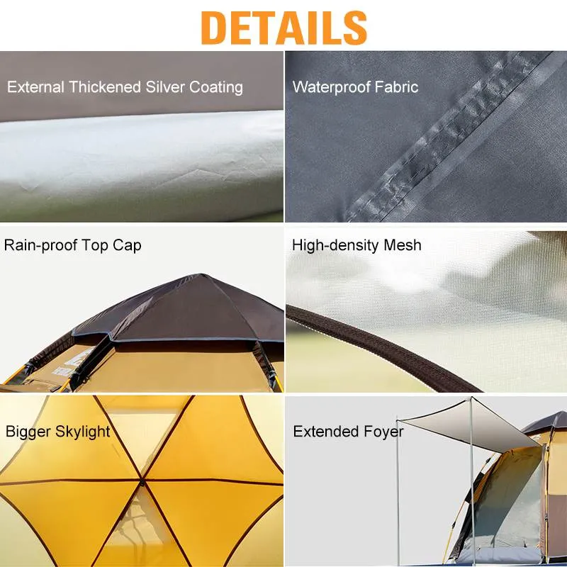 3-4/5-7 Person Auto Setup Camping Tent Anti-UV