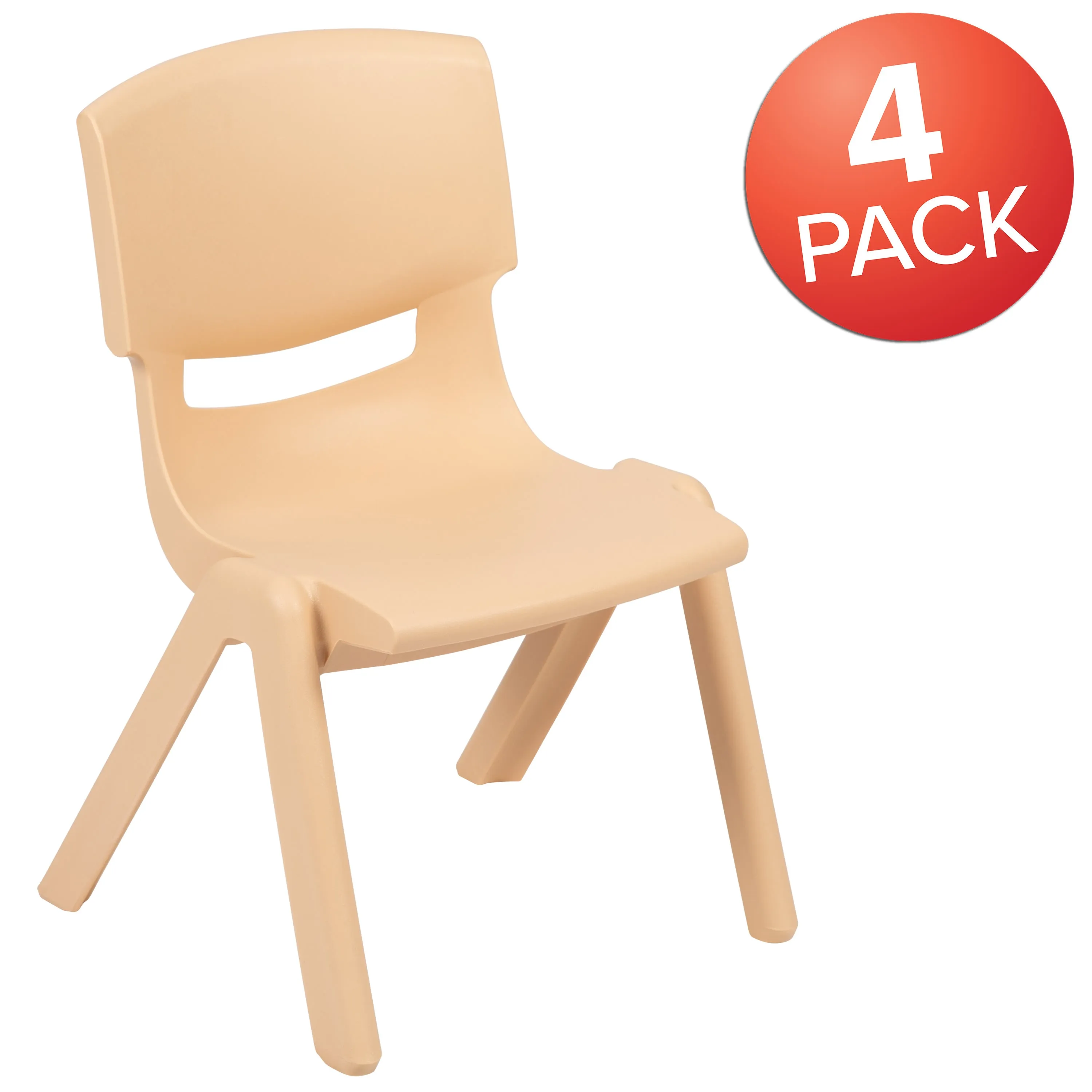 4 Pack Plastic Stackable School Chair with 12'' Seat Height