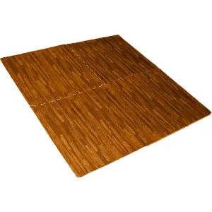 4 Piece Cushioned Floor Mats With Faux Wood Grain Resembling Cherry Wood Flooring By HELIOS HOUSEWARES  - D6400-4-CHR