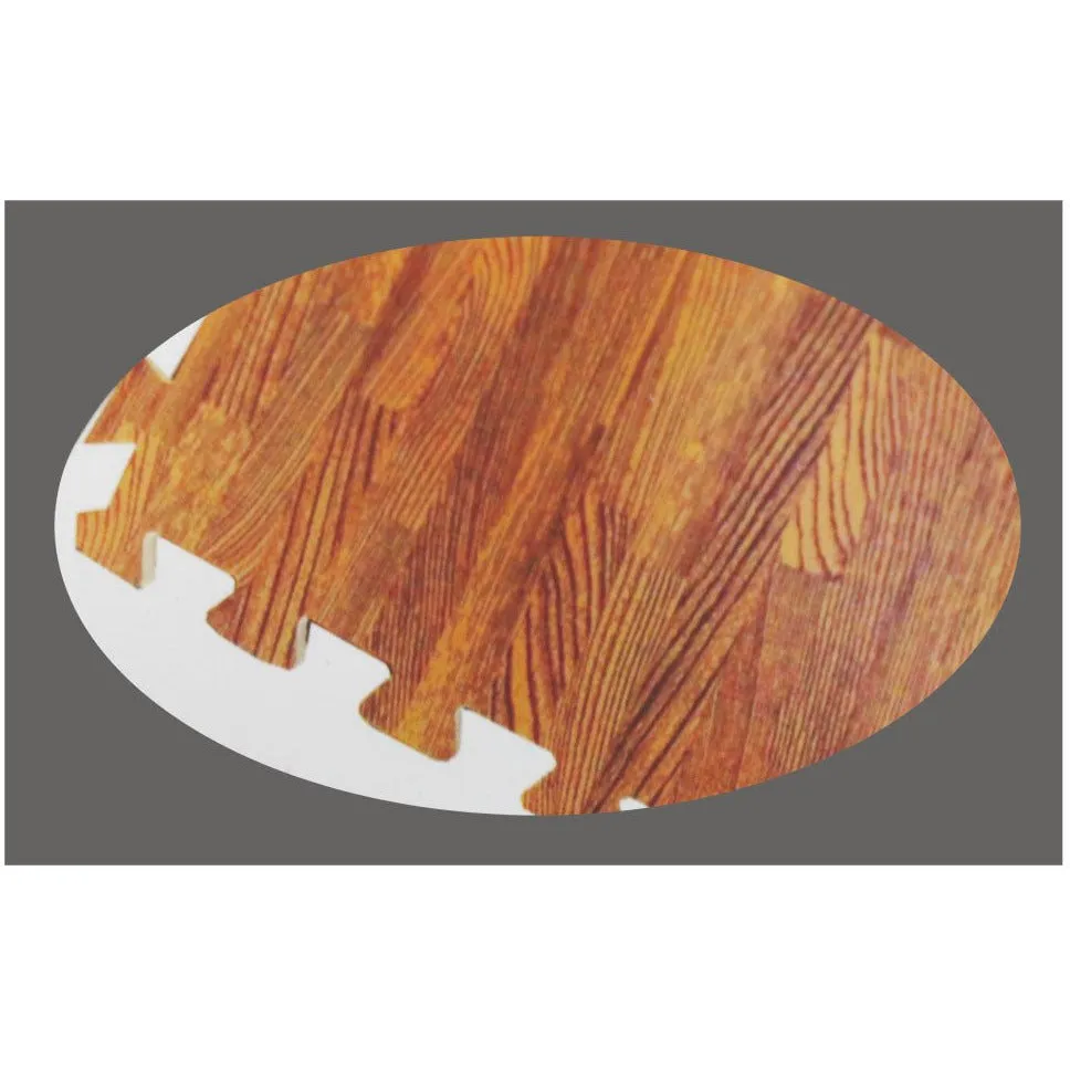 4 Piece Cushioned Floor Mats With Faux Wood Grain Resembling Cherry Wood Flooring By HELIOS HOUSEWARES  - D6400-4-CHR