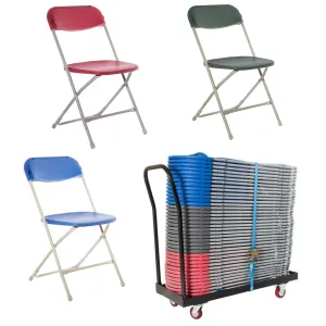 40 x Classic Straight Back Folding Chair   Trolley Bundle