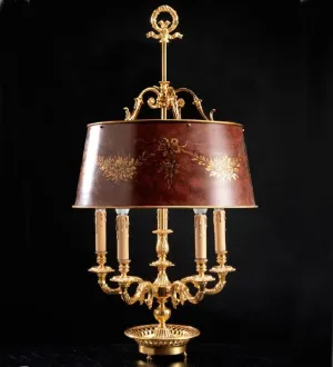 5 Light Gold Bouillotte-Style Table Light