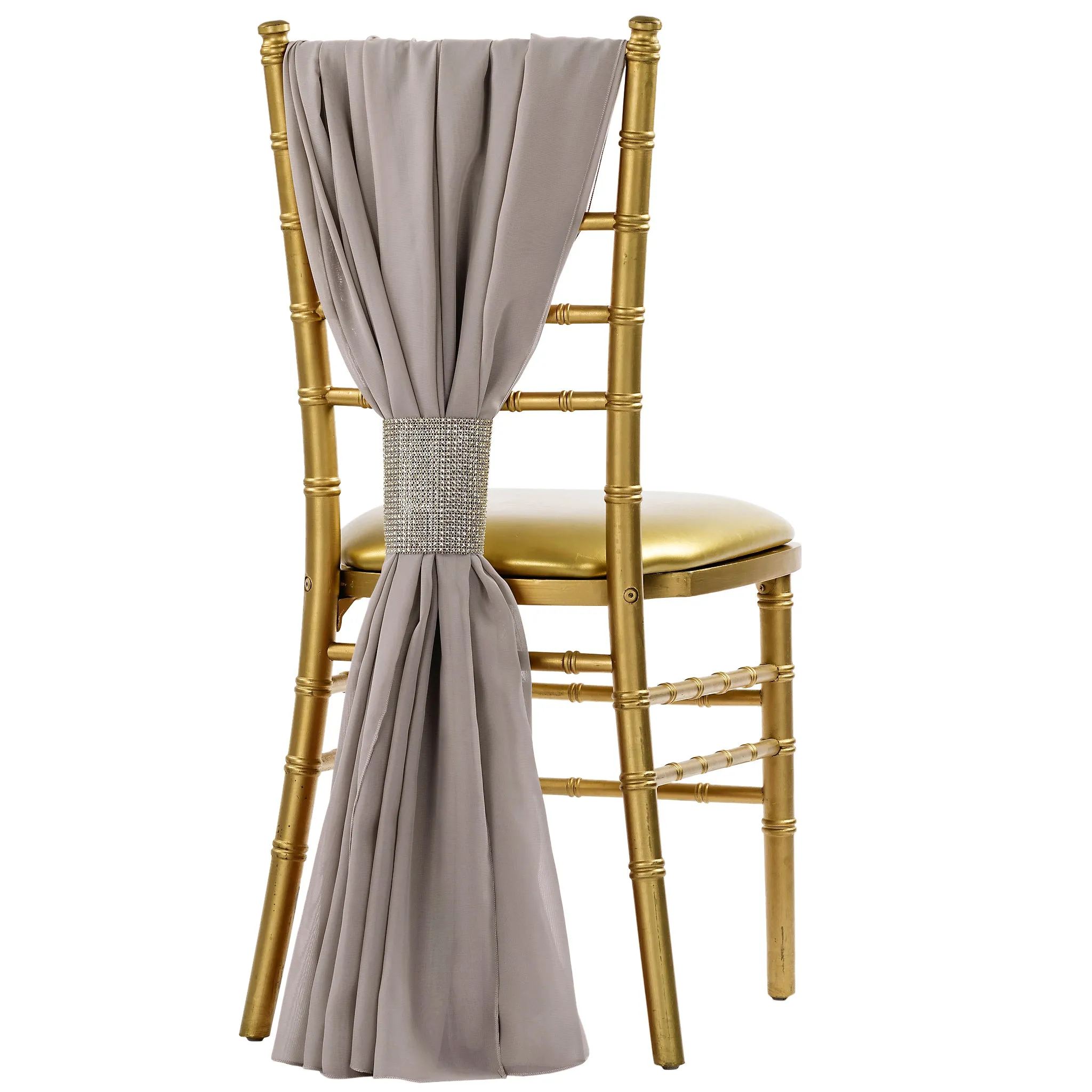 5pcs Pack of Chiffon Chair Sashes/Ties 19" x 72" - Dusty Wisteria