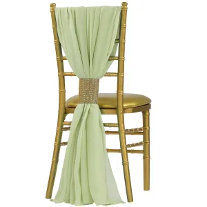 5pcs Pack of Chiffon Chair Sashes/Ties 19" x 72" - Sage Green