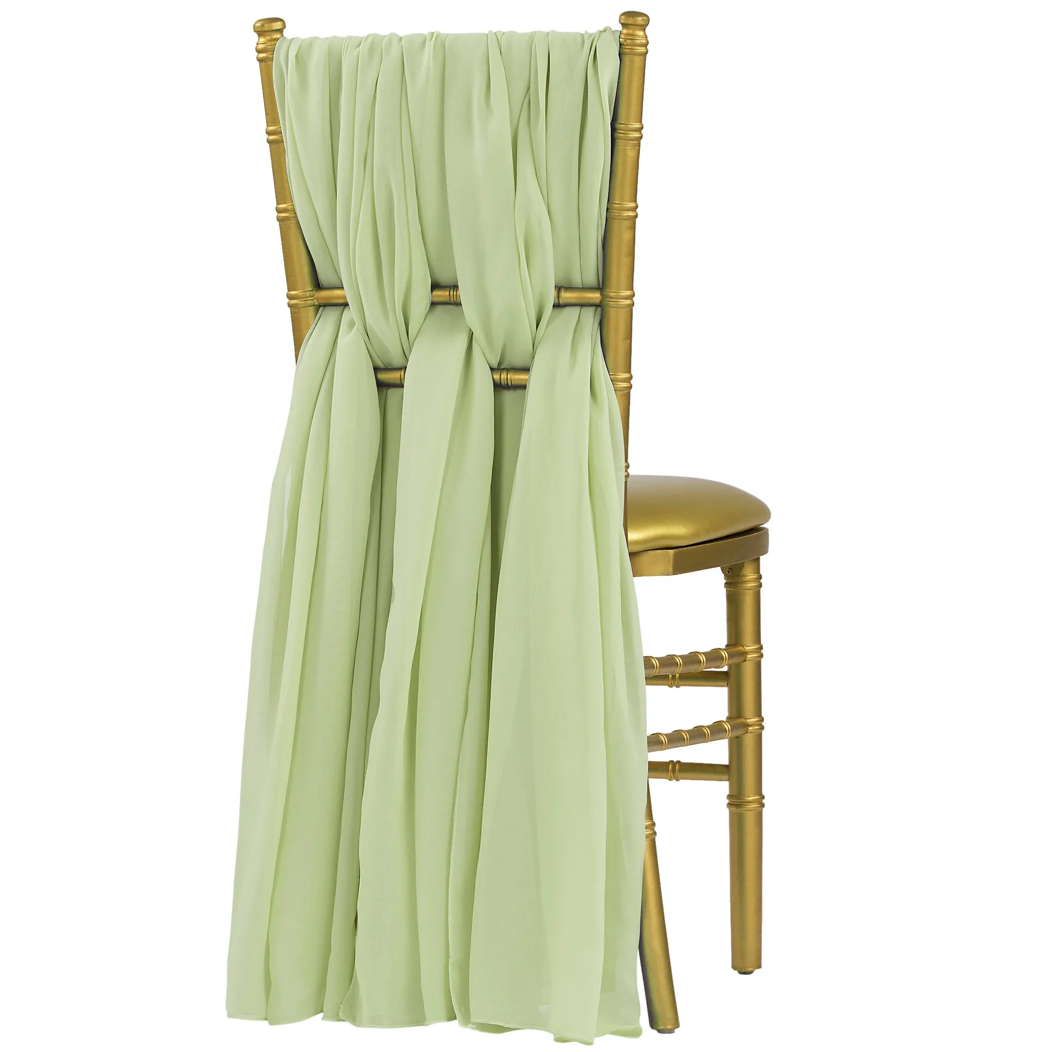 5pcs Pack of Chiffon Chair Sashes/Ties 19" x 72" - Sage Green