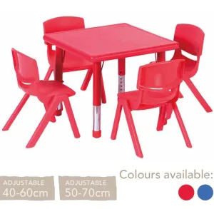 Adjustable Polyethylene Square Table and Chairs - All Heights and Colours