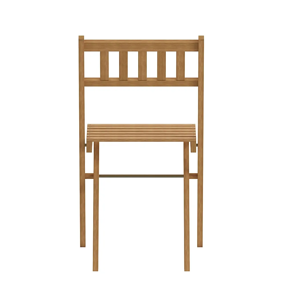 Alamont Home - Martindale Indoor/Outdoor Solid Acacia Wood Folding Bistro Chairs - Set of 2 - Natural