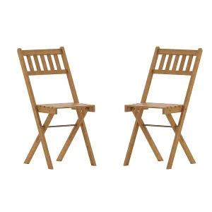 Alamont Home - Martindale Indoor/Outdoor Solid Acacia Wood Folding Bistro Chairs - Set of 2 - Natural