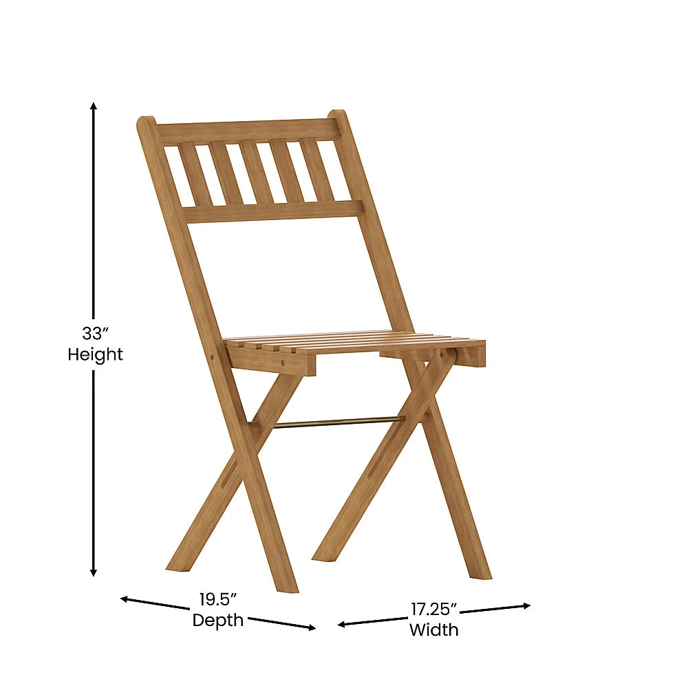 Alamont Home - Martindale Indoor/Outdoor Solid Acacia Wood Folding Bistro Chairs - Set of 2 - Natural