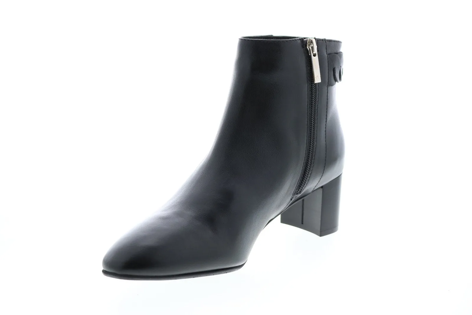 Aquatalia Feliciana Calf 34L3252-BLK Womens Black Leather Zipper Ankle & Booties Boots