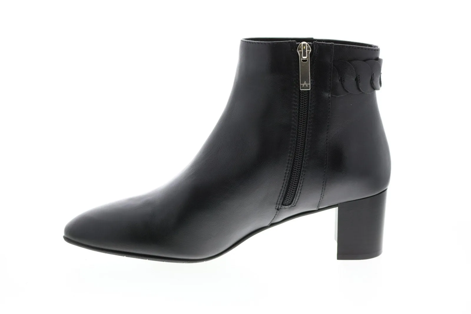 Aquatalia Feliciana Calf 34L3252-BLK Womens Black Leather Zipper Ankle & Booties Boots