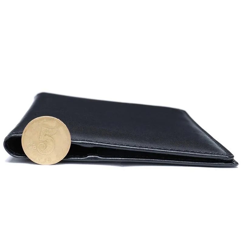 Black Genuine Leather Bifold Durable Passport Holder Card Holder Ticket Holder