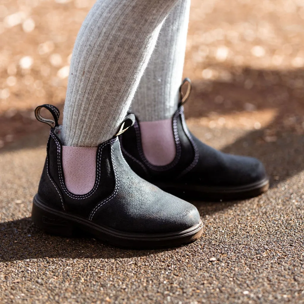 Blundstone #2195 - Kids Navy Suede with Pale Pink Elastic