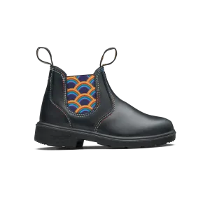 Blundstone Black With Rainbow Elastic Kids' Boot