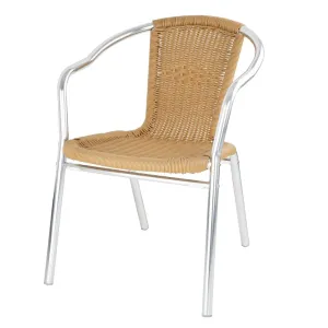 Bolero Natural Wicker Chairs with Aluminium Frame (Pack of 4)