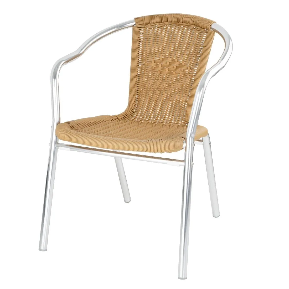 Bolero Natural Wicker Chairs with Aluminium Frame (Pack of 4)