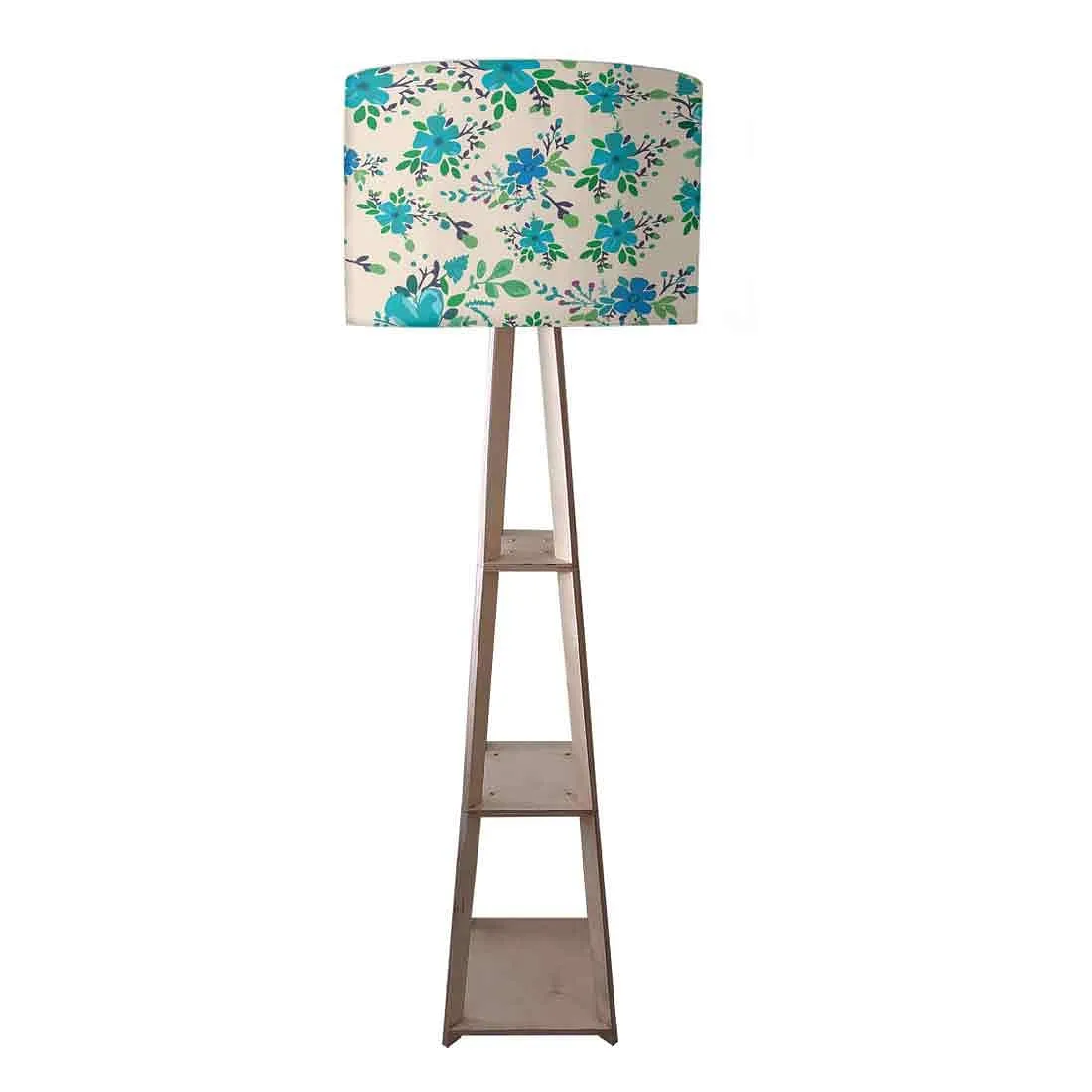 Bright Blue Flowers Floor Lamps for Bedroom Light