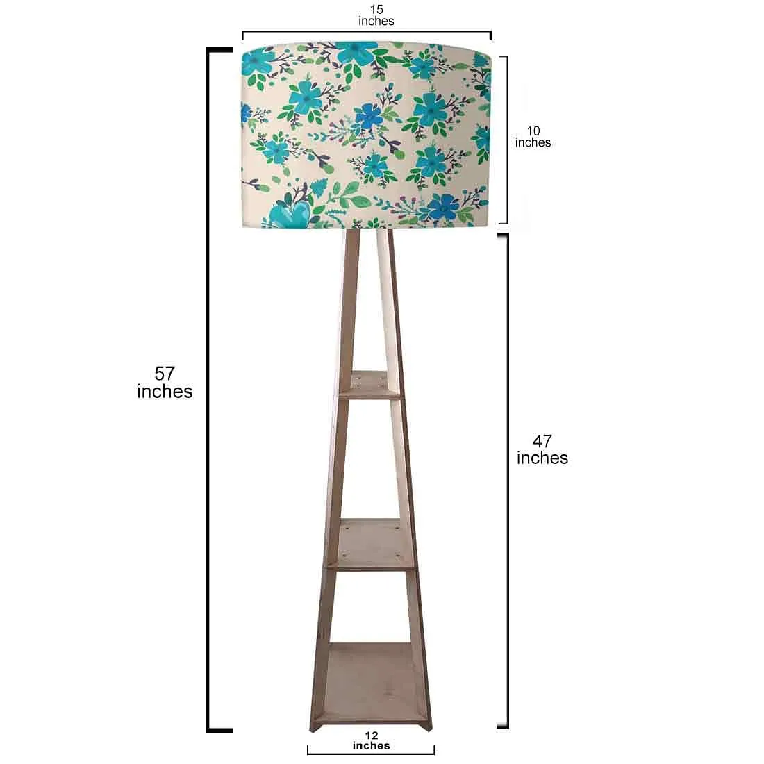 Bright Blue Flowers Floor Lamps for Bedroom Light