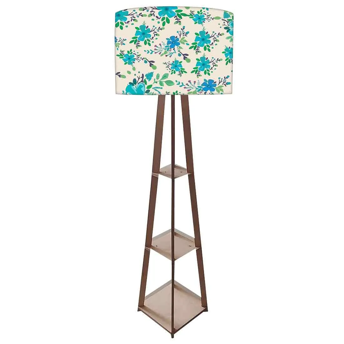 Bright Blue Flowers Floor Lamps for Bedroom Light