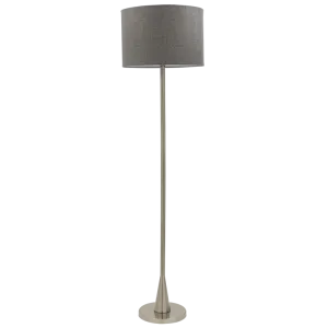 Bright Star Lighting SL037 SATIN Satin Chrome Standing Lamp with Grey Fabric Shade