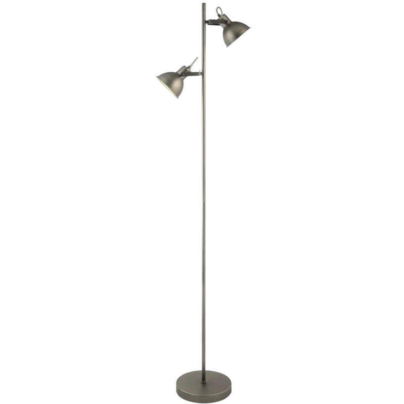 Bright Star Lighting SL062 SILVER Matt Antique Silver 2 Light Floor Lamp