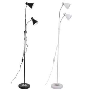 Bright Star Lighting SL089 BLACK Metal and Polished Chrome Floor Lamp with Gooseneck Arms