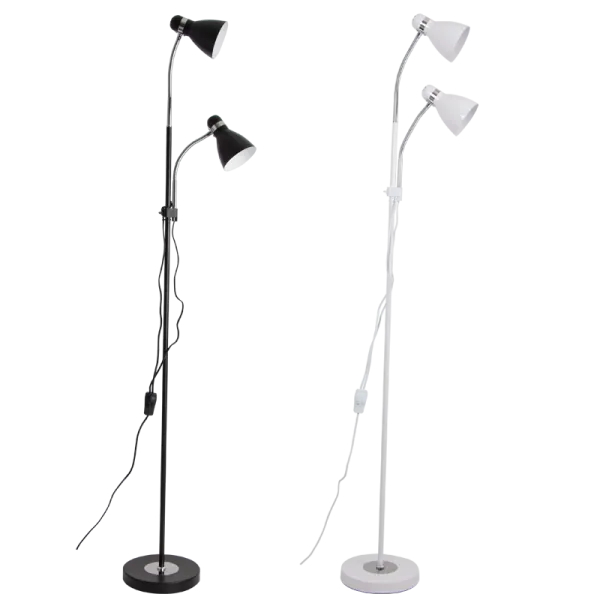 Bright Star Lighting SL089 BLACK Metal and Polished Chrome Floor Lamp with Gooseneck Arms