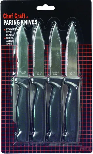 Chef Craft 20980 Paring Knife Set, Stainless Steel Blade, White Handle :EA: QUANTITY: 1