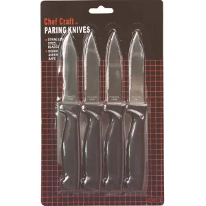 CHEF CRAFT Paring Knife Set Stainless Steel Blade White Handle