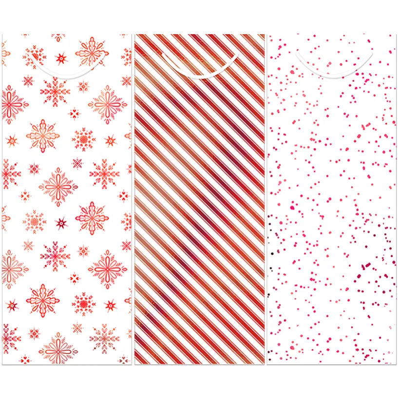 Christmas Bottle Bags, 3 Pack (Colour Options)