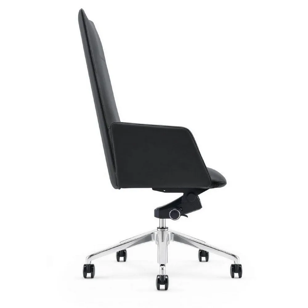 Cid 24 Inch Modern Office Chair, Knee Tilt, Sleek Tall Back, Black By Casagear Home