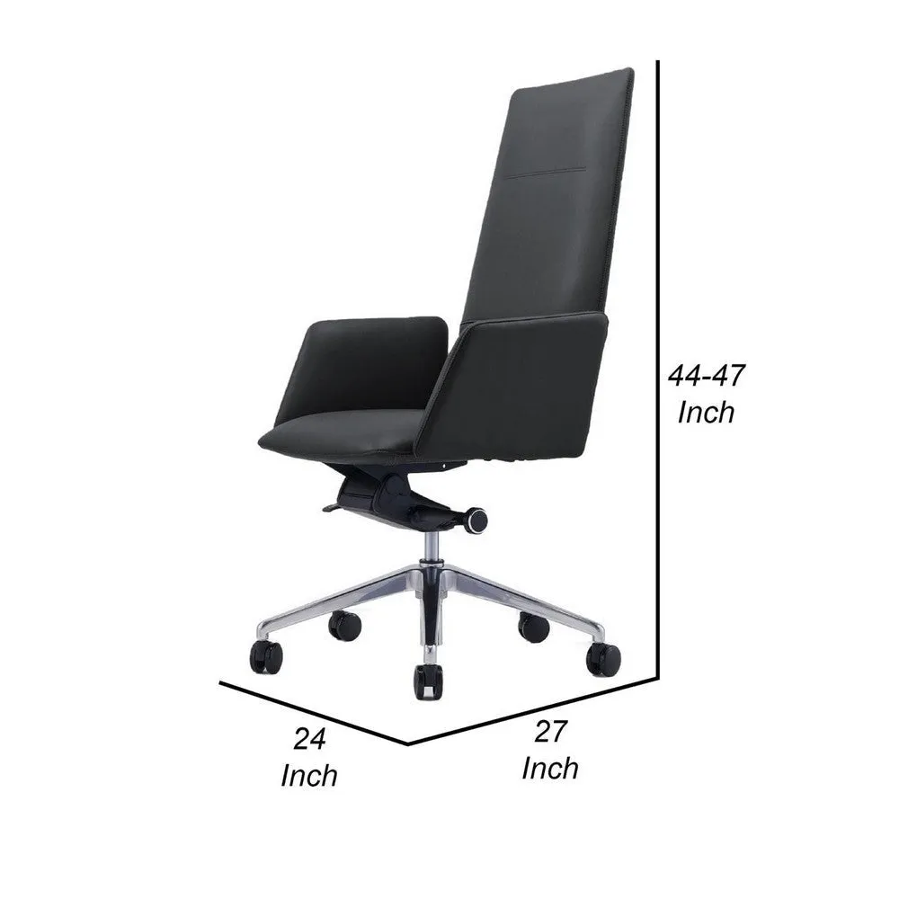 Cid 24 Inch Modern Office Chair, Knee Tilt, Sleek Tall Back, Black By Casagear Home