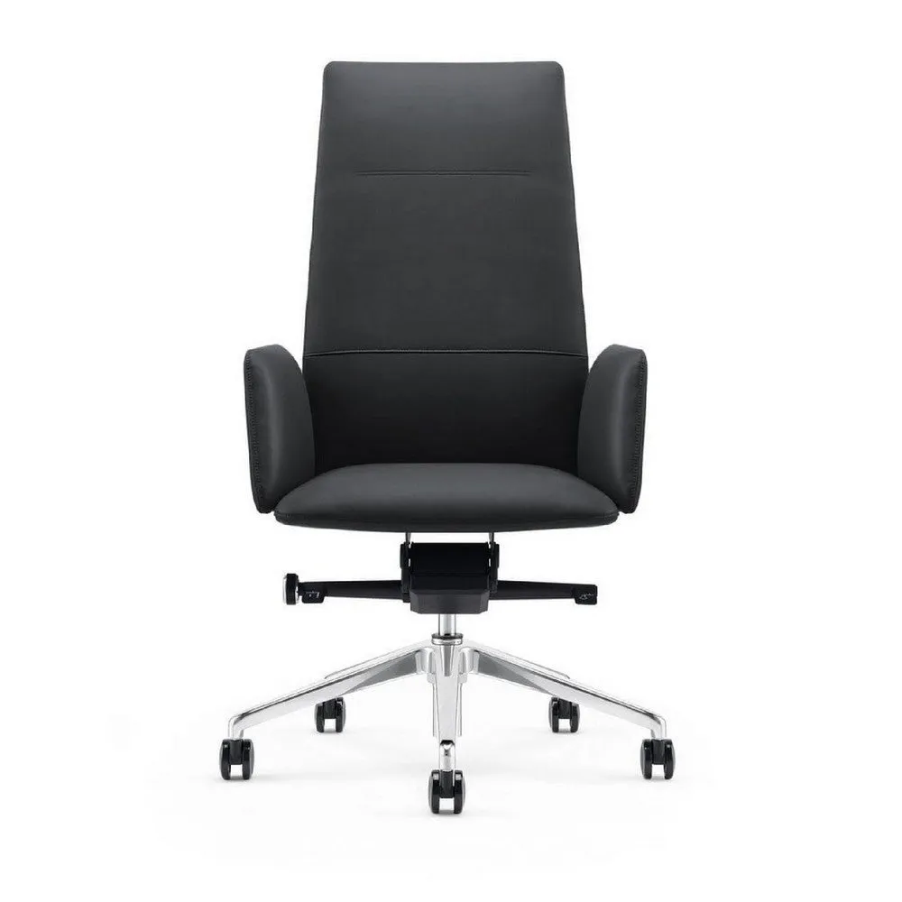 Cid 24 Inch Modern Office Chair, Knee Tilt, Sleek Tall Back, Black By Casagear Home