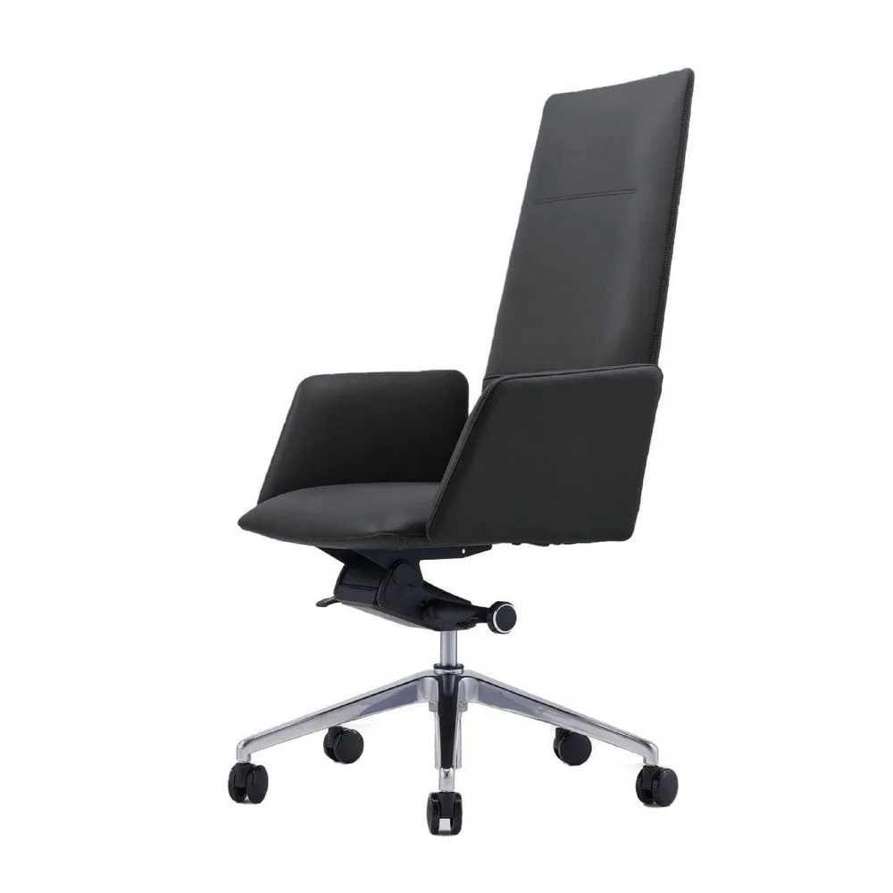 Cid 24 Inch Modern Office Chair, Knee Tilt, Sleek Tall Back, Black By Casagear Home