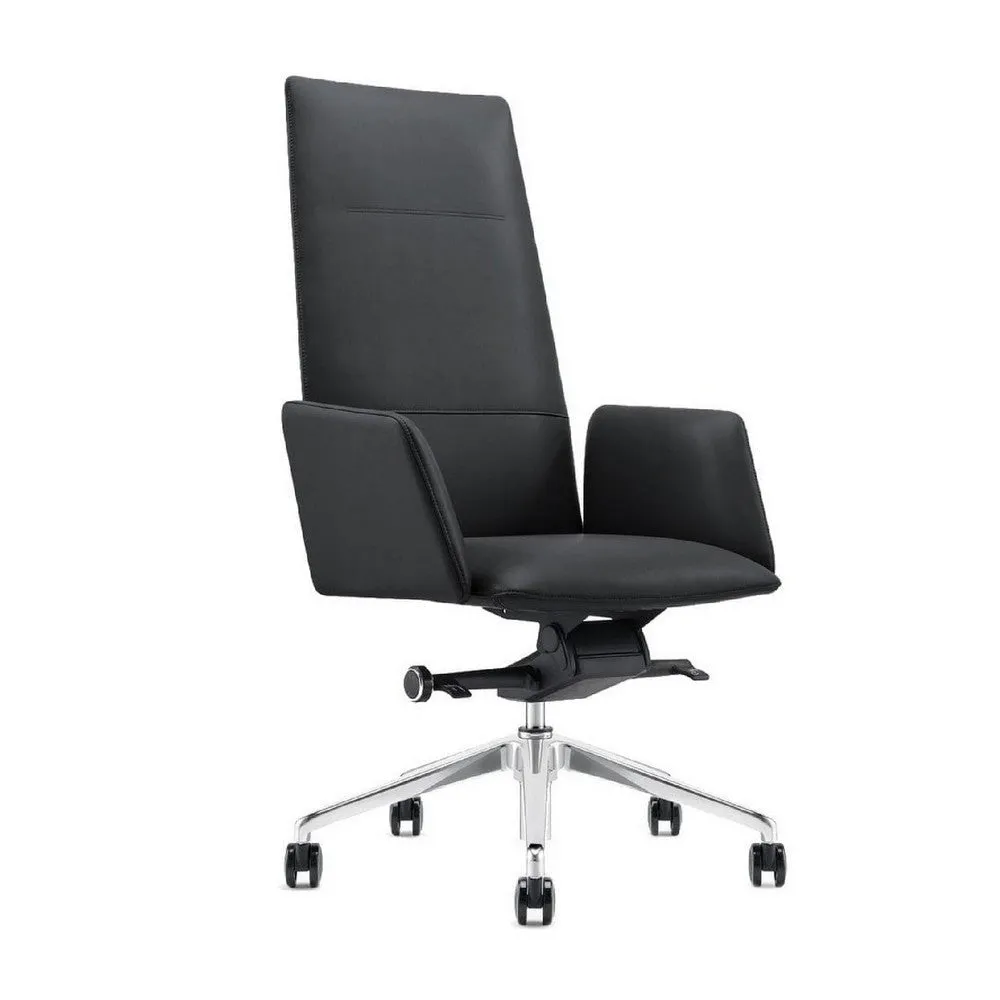 Cid 24 Inch Modern Office Chair, Knee Tilt, Sleek Tall Back, Black By Casagear Home