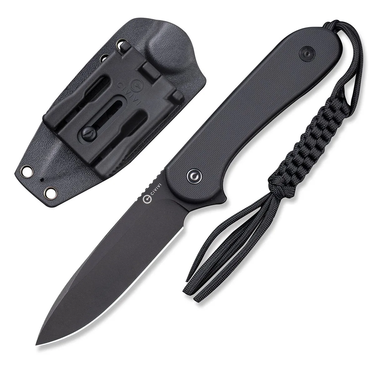 CIVIVI Fixed Blade Elementum - Black G10 Flat Handle (3.98" Black Stonewashed D2) Knife