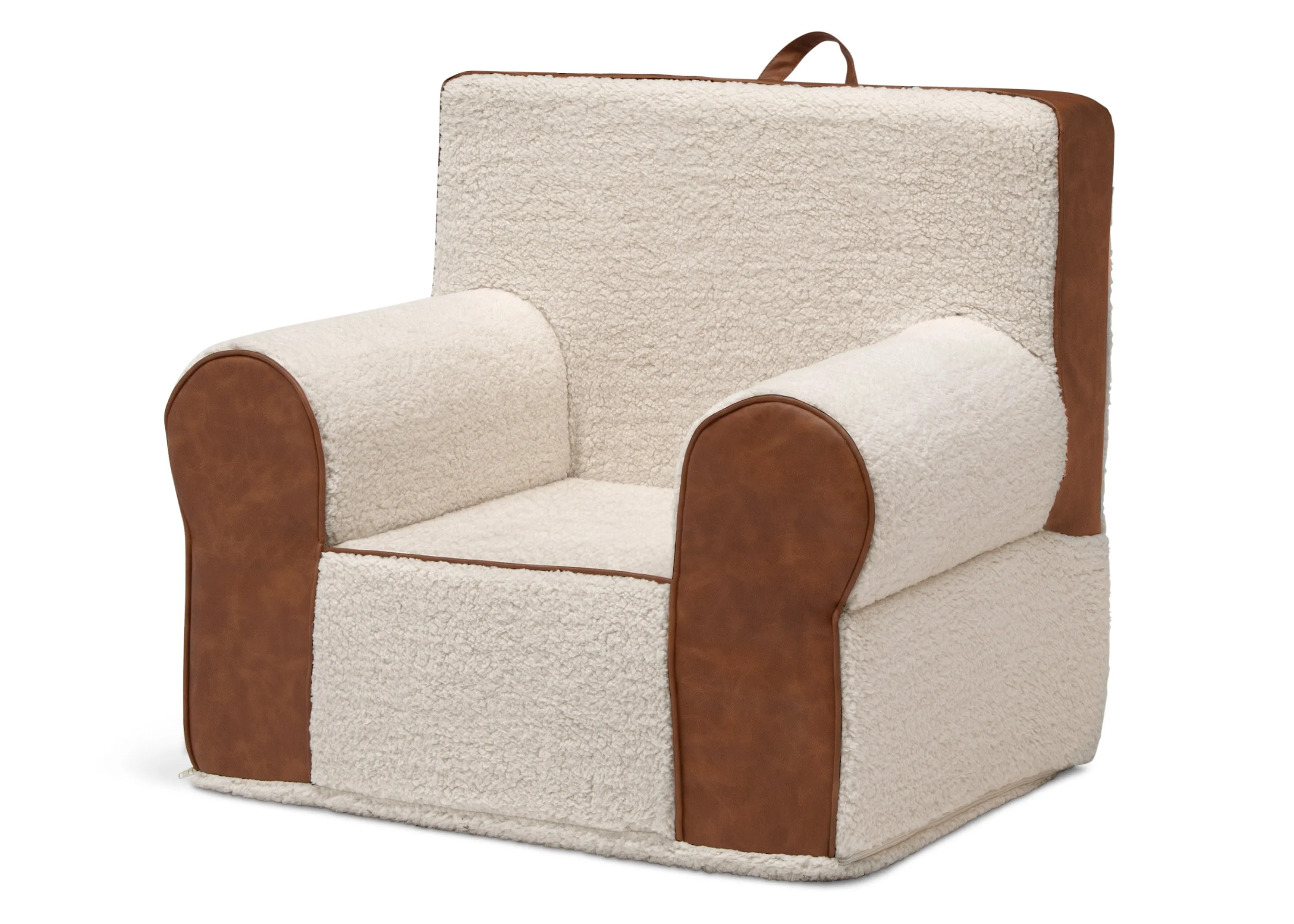 Deluxe Cozee Sherpa and Faux Leather Chair for Kids