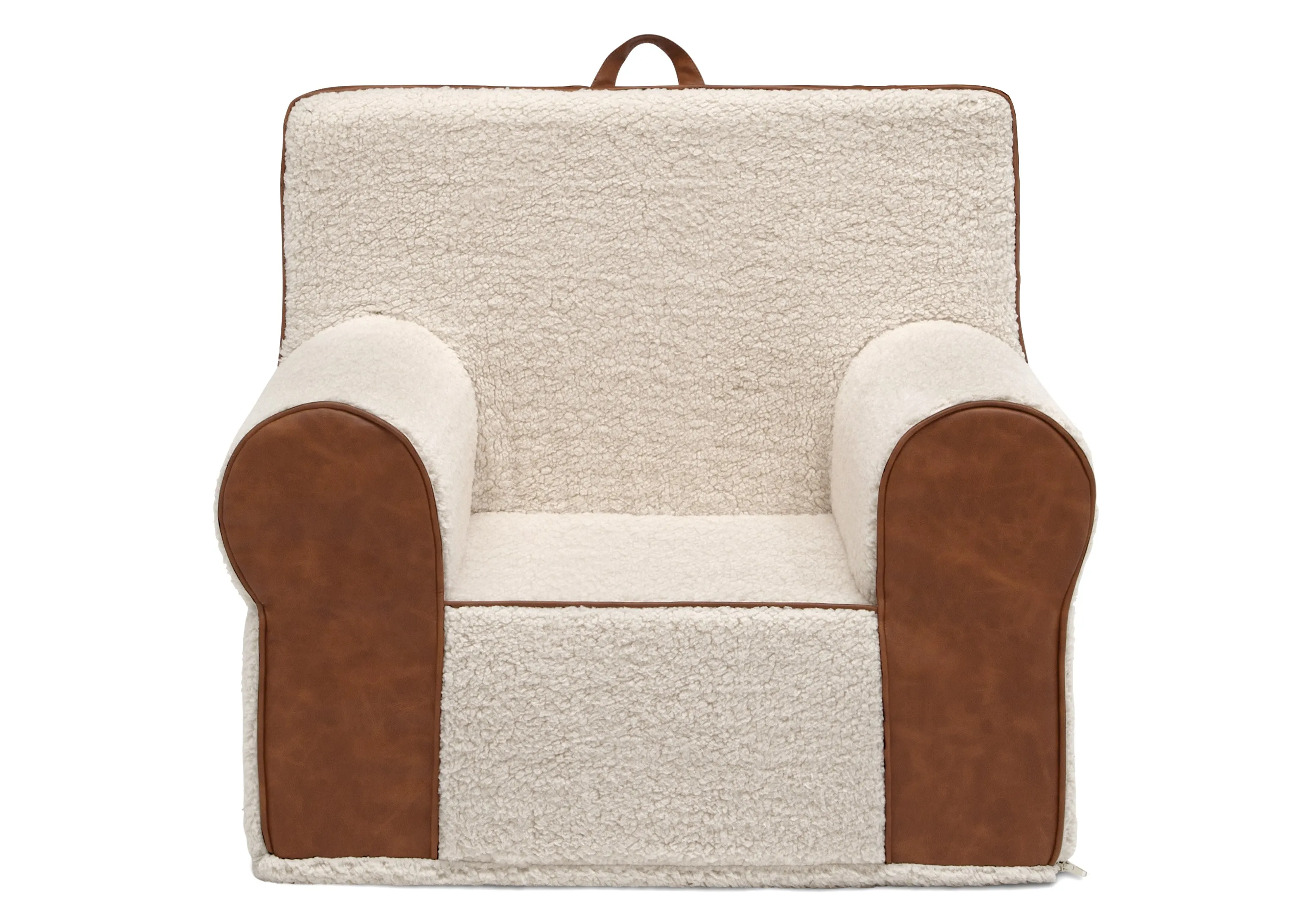 Deluxe Cozee Sherpa and Faux Leather Chair for Kids