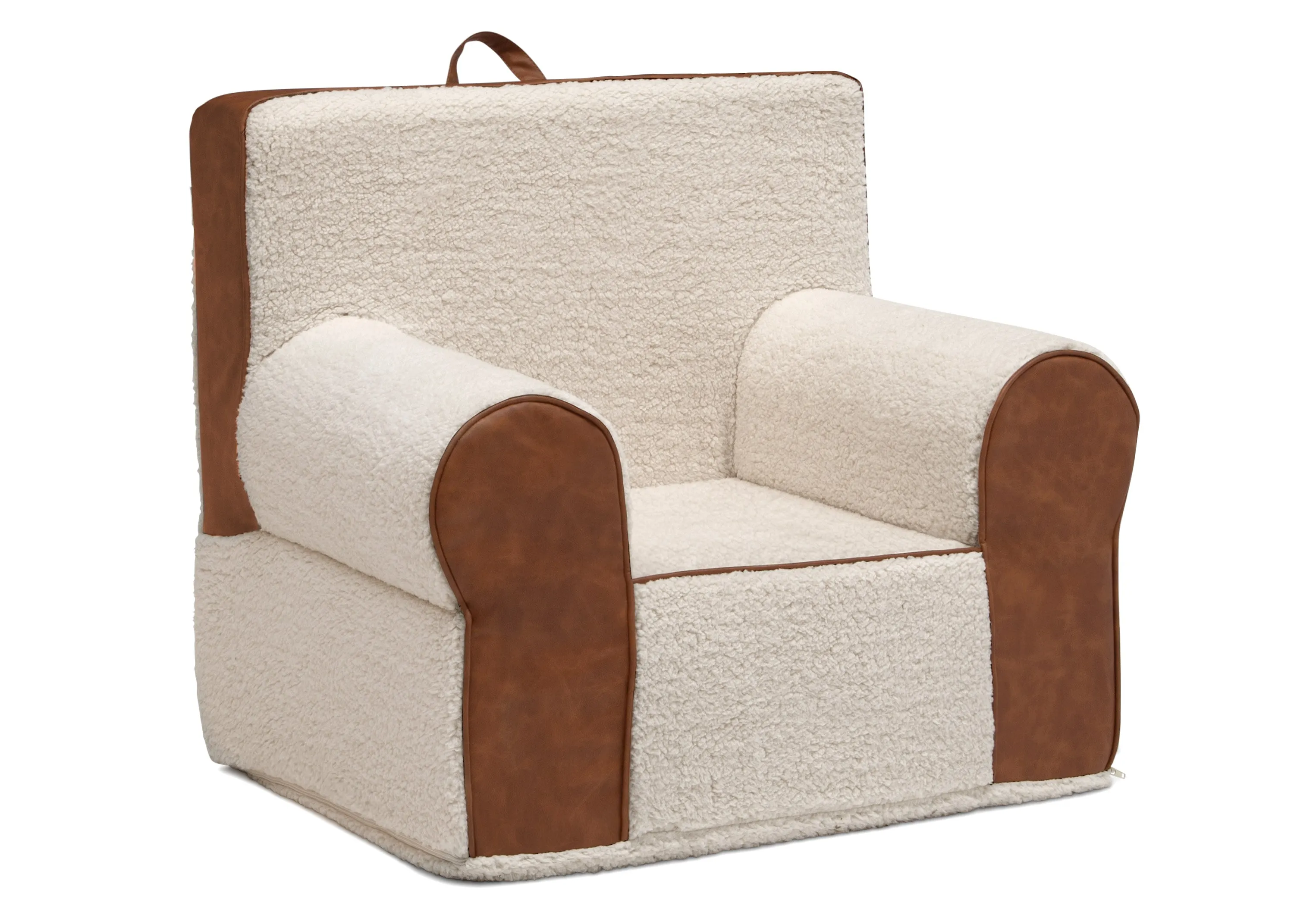 Deluxe Cozee Sherpa and Faux Leather Chair for Kids