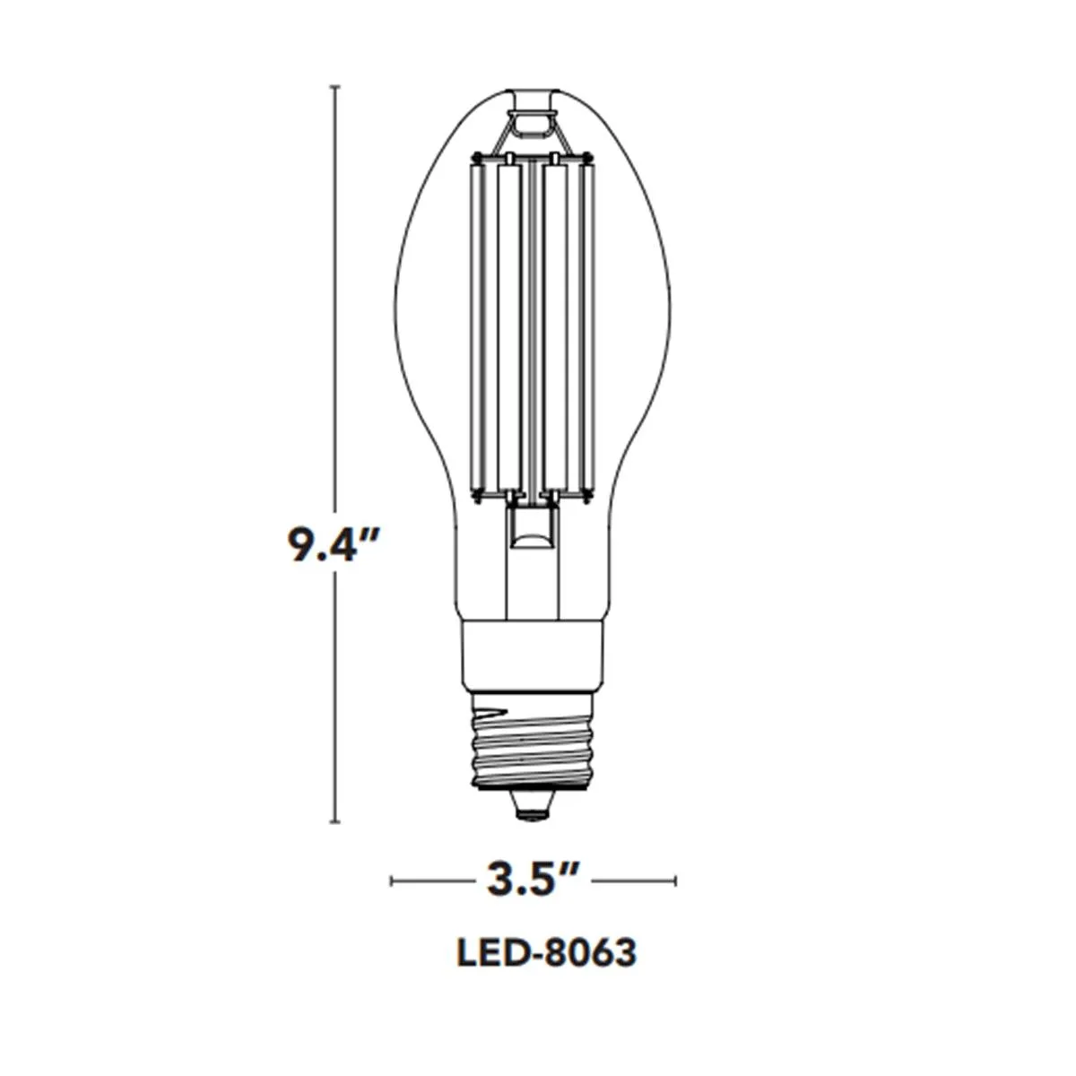 Filament Retrofit LED Bulb ED28, 45W, 7500lm, 5000K, 250W MH Equal, EX39 Mogul, 120-277V